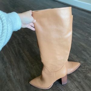 Vince Camuto Knee High Boots, Camel, Size 9